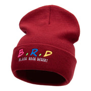 B.R.D. Letters Embroidered Long Knitted Beanie