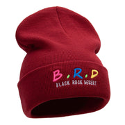 B.R.D. Letters Embroidered Long Knitted Beanie