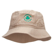 Clover Circle Embroidered Pigment Dyed Bucket Hat - Khaki OSFM