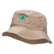 Clover Circle Embroidered Pigment Dyed Bucket Hat - Khaki OSFM