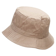 Clover Circle Embroidered Pigment Dyed Bucket Hat - Khaki OSFM