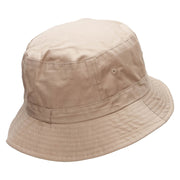 Clover Circle Embroidered Pigment Dyed Bucket Hat - Khaki OSFM