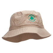 Clover Circle Embroidered Pigment Dyed Bucket Hat - Khaki OSFM