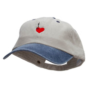 Hooked Heart Embroidered Pigment Dyed Wash Cap - Beige-Navy OSFM