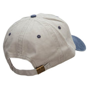 Hooked Heart Embroidered Pigment Dyed Wash Cap - Beige-Navy OSFM