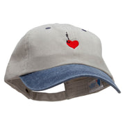 Hooked Heart Embroidered Pigment Dyed Wash Cap - Beige-Navy OSFM