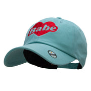 Babe Heart Embroidered Unstructured Cotton Twill Washed Cap