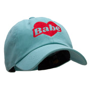 Babe Heart Embroidered Unstructured Cotton Twill Washed Cap