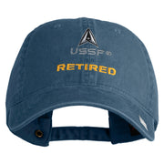 US Space Force Retired Delta Embroidered Washed Solid Pigment Dyed Cotton Twill Brass Buckle Cap - Navy OSFM