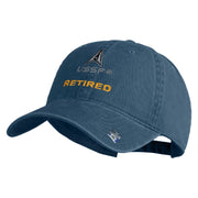 US Space Force Retired Delta Embroidered Washed Solid Pigment Dyed Cotton Twill Brass Buckle Cap - Navy OSFM
