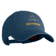 US Space Force Retired Delta Embroidered Washed Solid Pigment Dyed Cotton Twill Brass Buckle Cap - Navy OSFM