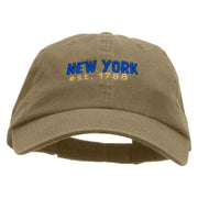 New York Year Established Embroidered Low Profile Dyed Cotton Twill Cap - Khaki OSFM