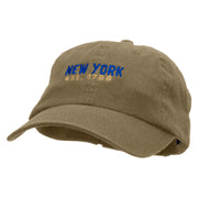 New York Year Established Embroidered Low Profile Dyed Cotton Twill Cap - Khaki OSFM