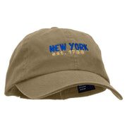 New York Year Established Embroidered Low Profile Dyed Cotton Twill Cap - Khaki OSFM