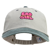 Bad Girl Embroidered Pigment Dyed Wash Cap - Beige-Green OSFM