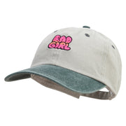 Bad Girl Embroidered Pigment Dyed Wash Cap - Beige-Green OSFM