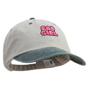 Bad Girl Embroidered Pigment Dyed Wash Cap - Beige-Green OSFM