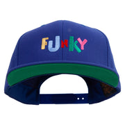 Colorful Funky Logo Embroidered Wool Blend Prostyle Snapback - Royal OSFM