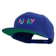 Colorful Funky Logo Embroidered Wool Blend Prostyle Snapback - Royal OSFM