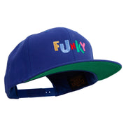 Colorful Funky Logo Embroidered Wool Blend Prostyle Snapback - Royal OSFM