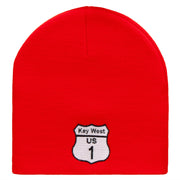 Route Key West 1 Sign Embroidered 8 Inch Short Beanie