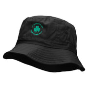 Clover Circle Embroidered Pigment Dyed Bucket Hat - Black OSFM