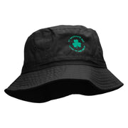 Clover Circle Embroidered Pigment Dyed Bucket Hat - Black OSFM