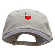 Hooked Heart Embroidered Pigment Dyed Wash Cap - Beige-Black OSFM