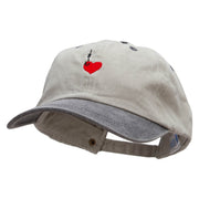 Hooked Heart Embroidered Pigment Dyed Wash Cap - Beige-Black OSFM