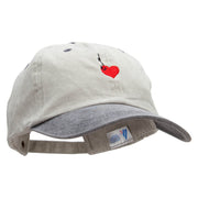 Hooked Heart Embroidered Pigment Dyed Wash Cap - Beige-Black OSFM