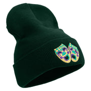 Mardi Gras Masks Logo Embroidered 12 Inch Long Knitted Beanie