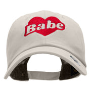 Babe Heart Embroidered Unstructured Cotton Twill Washed Cap