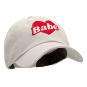 Babe Heart Embroidered Unstructured Cotton Twill Washed Cap