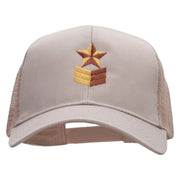 Military Star Badge Embroidered Solid Cotton Prostyle Twill Mesh Cap