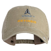 US Space Force Retired Delta Embroidered Washed Solid Pigment Dyed Cotton Twill Brass Buckle Cap - Khaki OSFM