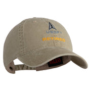 US Space Force Retired Delta Embroidered Washed Solid Pigment Dyed Cotton Twill Brass Buckle Cap - Khaki OSFM