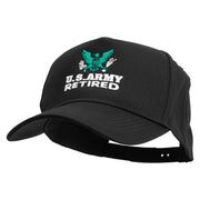 U.S Army Eagle Retired Five Panels Pro Style Trucker Mesh Cap - Black OSFM