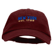 New York Year Established Embroidered Low Profile Dyed Cotton Twill Cap - Wine OSFM