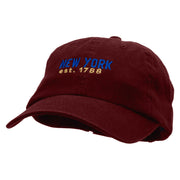 New York Year Established Embroidered Low Profile Dyed Cotton Twill Cap - Wine OSFM