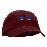 New York Year Established Embroidered Low Profile Dyed Cotton Twill Cap - Wine OSFM