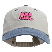 Bad Girl Embroidered Pigment Dyed Wash Cap - Beige-Navy OSFM