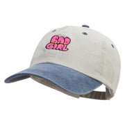 Bad Girl Embroidered Pigment Dyed Wash Cap - Beige-Navy OSFM