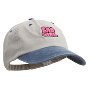 Bad Girl Embroidered Pigment Dyed Wash Cap - Beige-Navy OSFM