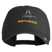 US Space Force Retired Delta Embroidered Washed Solid Pigment Dyed Cotton Twill Brass Buckle Cap - Black OSFM