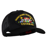 Desert Storm Iraqi Freedom Veteran Patched Solid Cotton Twill 5 panel Mesh Back Cap - Black OSFM