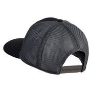 Old English White E Patched Cotton Deluxe Trucker Ball Cap - Black Grey OSFM