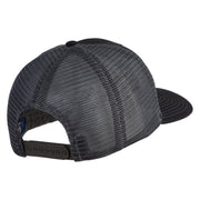 Old English White E Patched Cotton Deluxe Trucker Ball Cap - Black Grey OSFM