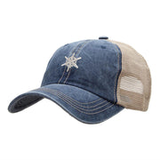 Small Snowflakes Christmas Embroidered Iron On Patched Pigment Dyed Mesh Cap