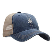 Small Snowflakes Christmas Embroidered Iron On Patched Pigment Dyed Mesh Cap