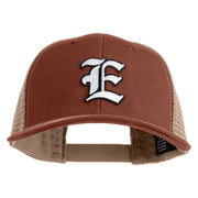 Old English White E Patched Cotton Deluxe Trucker Ball Cap - Brown Khaki OSFM